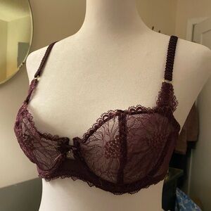 Chantelle OPERA Purple Underwire Lace Demi Bra Sz 32C